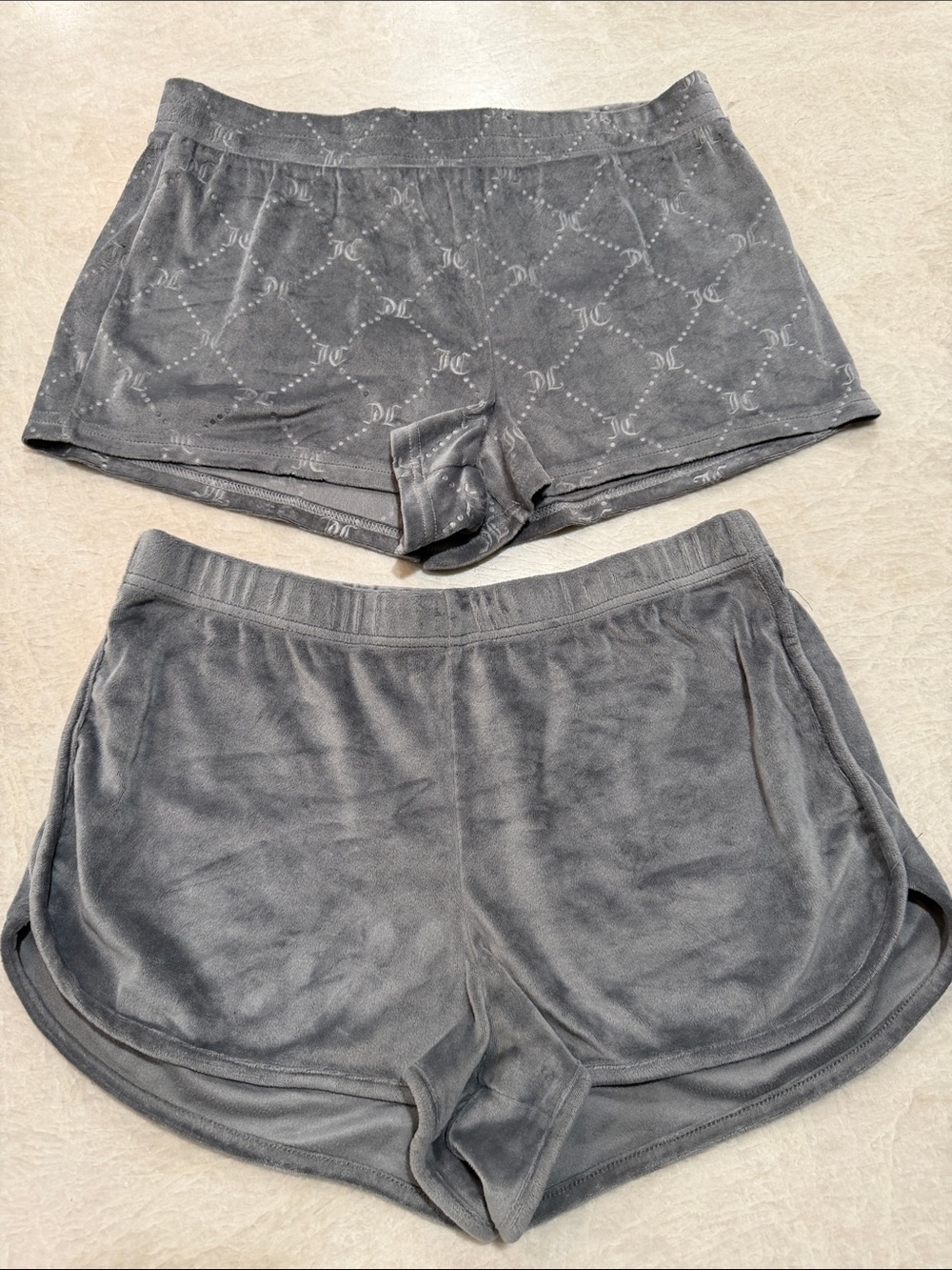 Juicy Couture Gray Velour Sleep Shorts with Pink Label